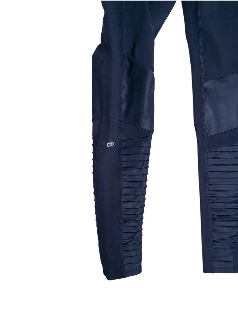 Alo Yoga Moto Leggings Womens Size M Navy Blue Athletic Athleisure Stretch Mesh